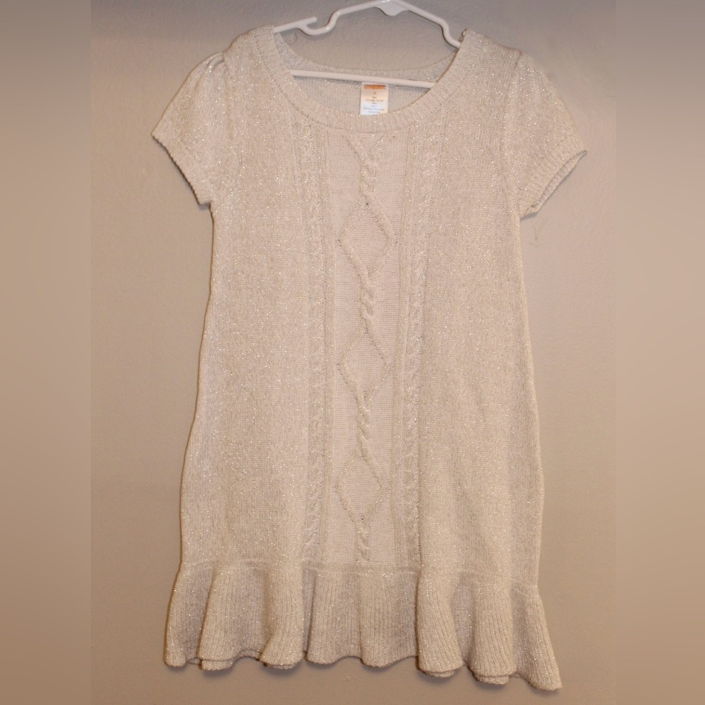 Gymboree Tan and Cream Ruffled Ribbed Knit Casual Dress NWT